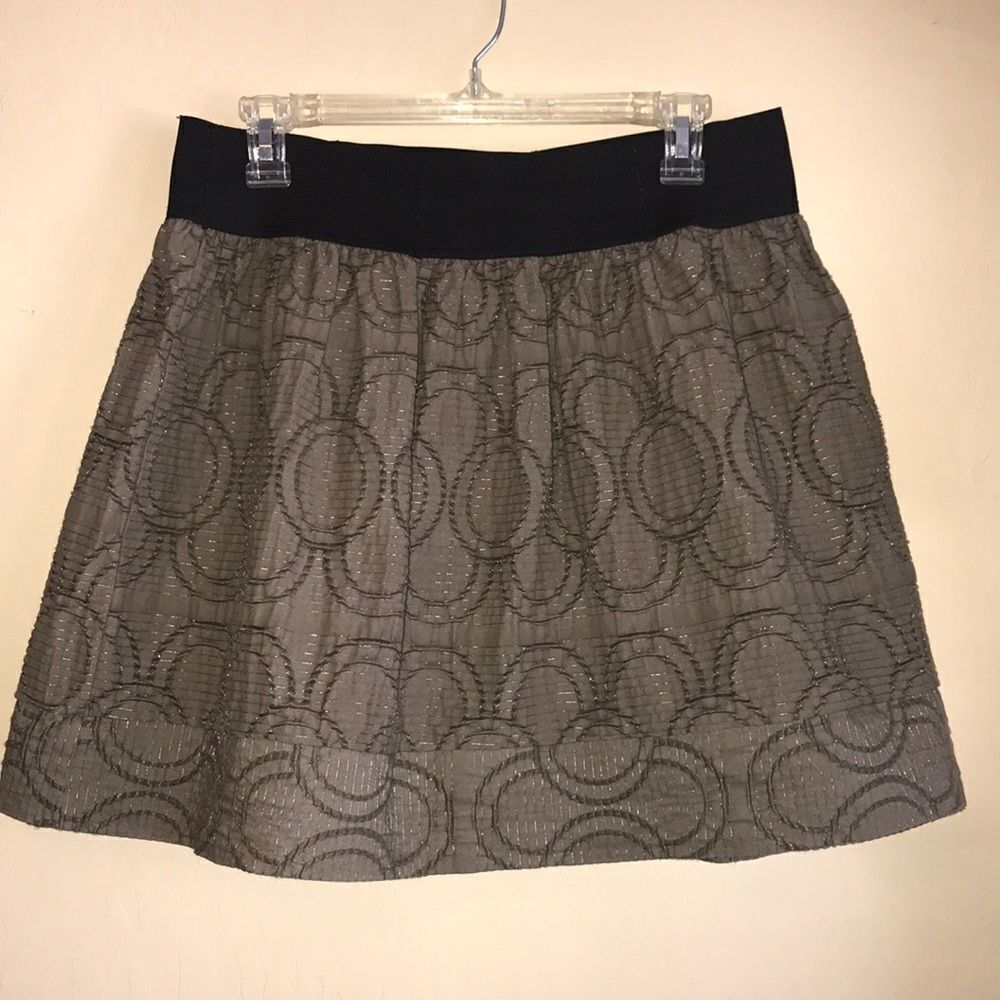 Vera Wang Black Waist Gray Patterned Mini Skirt